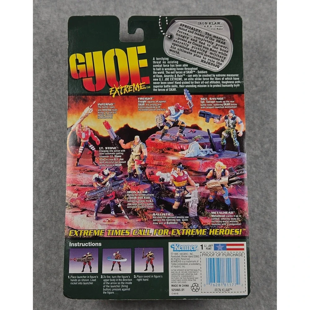 GI Joe Extreme Iron Klaw Action Figure 1995 Kenner SKAR Leader Vintage Toy